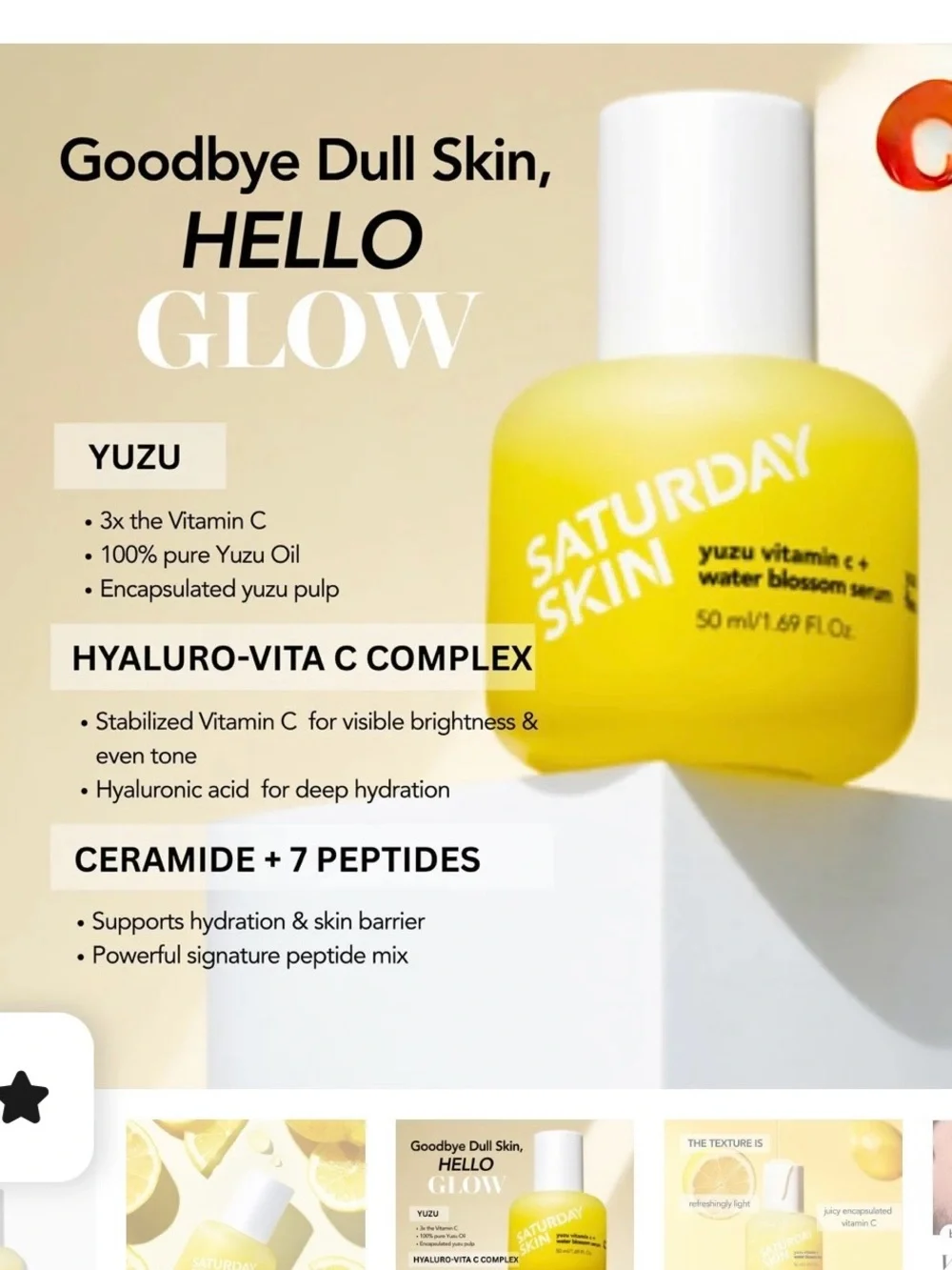 Saturday Skin Yuzu Vitamin C + Water Blossom Serum